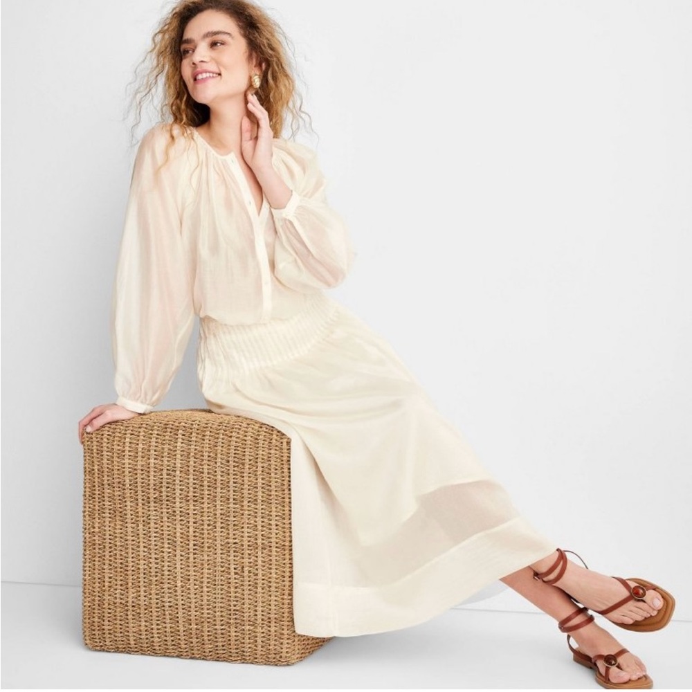 Elegant Cream Midi Skirt
